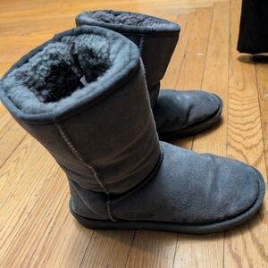 UGG Charcoal Suede Boots with Fur Lining